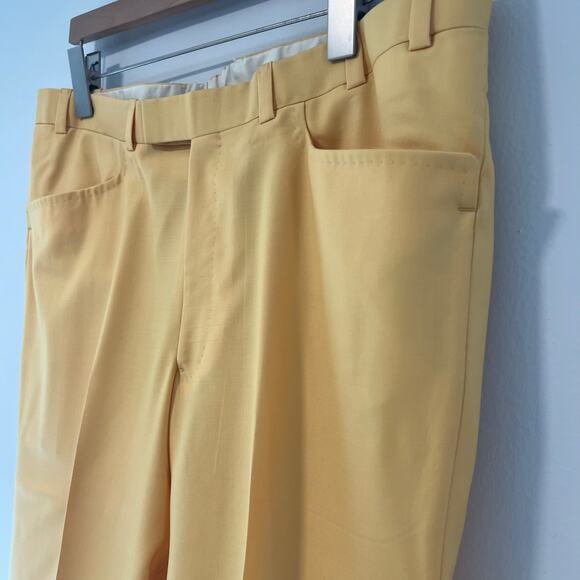 Holland & Sherry Yellow Flat Front Dress Pants Bespoke Size 35” JP - Picture 5 of 9